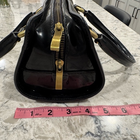 Tiffany & Fred Paris Patent Leather Top-Handle Tote Women's Black Handbag Scuffs - Picture 14 of 15